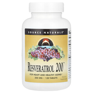 Source Naturals‏, Resveratrol 200 ™ ، 200 ملجم ، 120 قرصًا