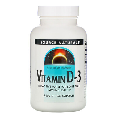 Source Naturals Витамин D-3, 5000 МЕ, 240 капсул