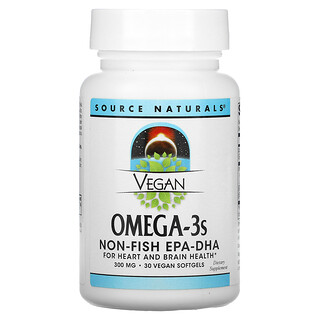 Source Naturals, أوميجا 3 نباتي EPA-DHA، كمية 300 مغ، 30 كبسولة جيلاتينية نباتية