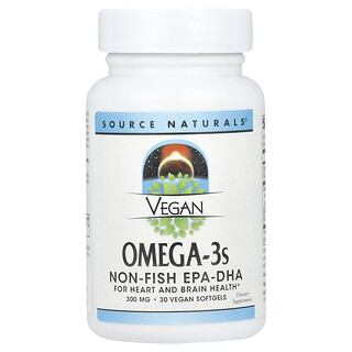 Source Naturals, Omega-3 veganos, 30 cápsulas blandas veganas