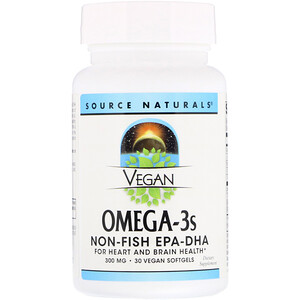 Сорс Начэралс, Vegan Omega-3s Non-Fish EPA-DHA, 300 mg, 30 Vegan Softgels отзывы