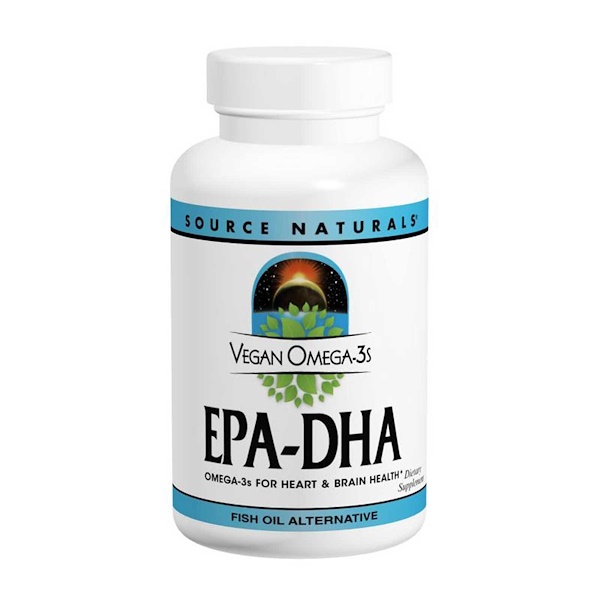 Source Naturals, Веганская Омега 3S, ЭПК-ДГК, 300 мг, 60 веганских мягких таблеток