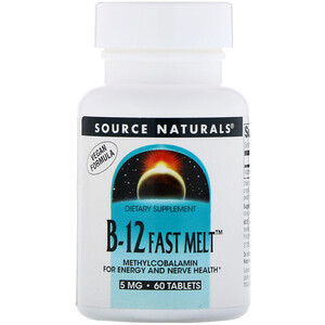 Отзывы о Сорс Начэралс, B-12 Fast Melt, 5 mg, 60 Tablets