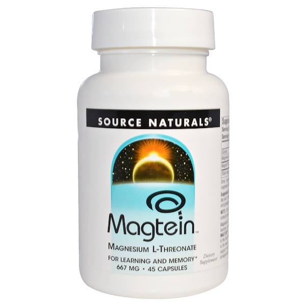 Source Naturals, Magtein, Magnesium LThreonate, 667 mg, 45 Capsules