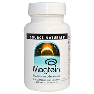 Source Naturals, Магтеин, магния L-треонат, 667 мг, 45 капсул