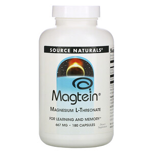 Отзывы о Сорс Начэралс, Magtein, Magnesium L-Threonate, 667 mg, 180 Capsules