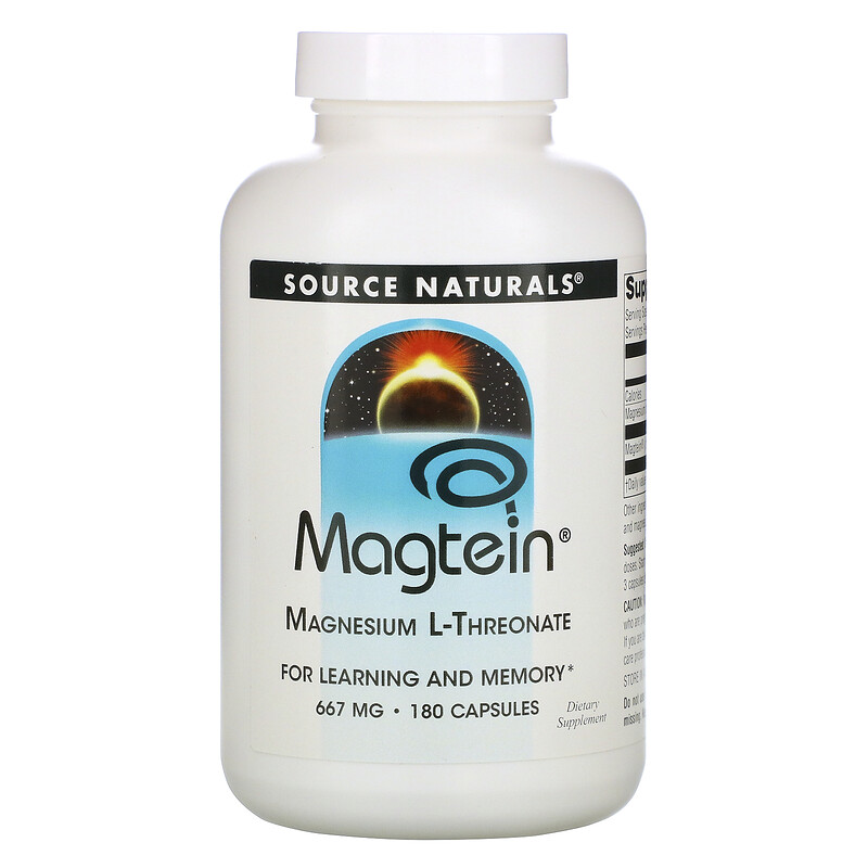 Source Naturals, Magtein, Magnesium LThreonate, 667 mg, 180 Capsules