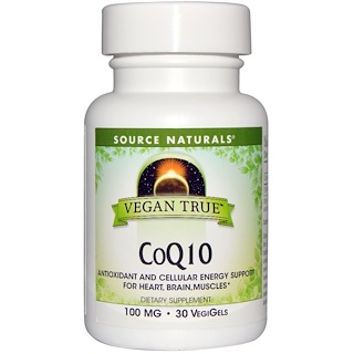 Source Naturals, ビーガントゥルー、 CoQ10、 100 mg、 30 植物性ジェル    