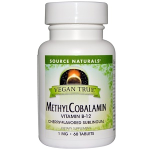 Source Naturals, Vegan True, MethylCobalamin, Cherry, 60 Tablets