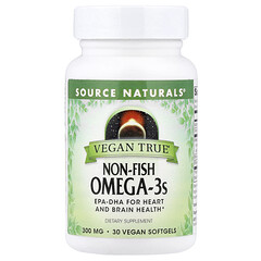 Vegan True®, нерибні омега-3 кислоти, 300 мг, 30 веганських капсул