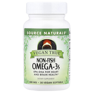 Source Naturals, Vegan True®, Non-Fish Omega-3s, 300 mg, 30 Vegan Softgels