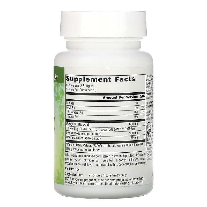 Source Naturals, Vegan True, NonFish Omega3s, 300 mg, 30 Vegan