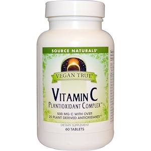 Source Naturals, Истинно Веган, Витамин C, Комплекс растительных антиоксидантов, 60 таблеток