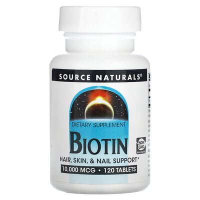 

Source Naturals, Biotin, 10,000 mcg, 120 Tablets