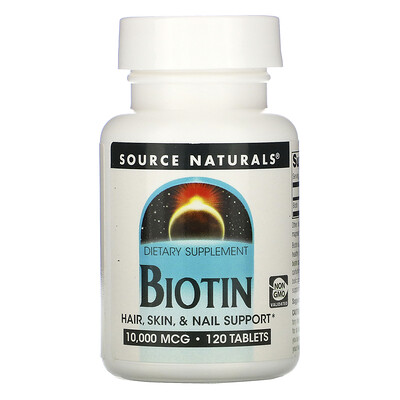 

Source Naturals Биотин, 10000 мкг, 120 таблеток