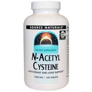 Source Naturals, N-Ацетил Цистеин, 1,000 мг, 180 таблеток
