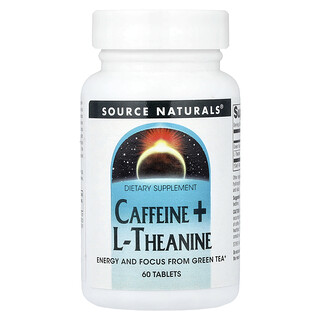 Source Naturals, кофеин + L-теанин, 60 таблеток