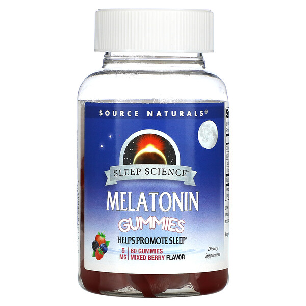 Source Naturals, Sleep Science, Gomitas de melatonina, Bayas mixtas, 5 mg, 60 gomitas