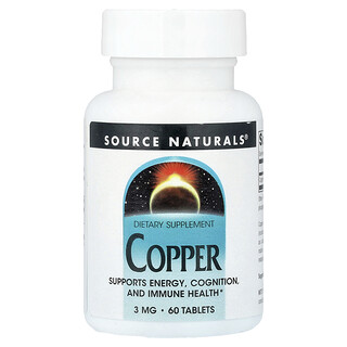 Source Naturals, Bakır, 3 mg, 60 Tablet