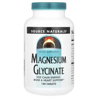 Source Naturals, グリシン酸マグネシウム、タブレット180粒