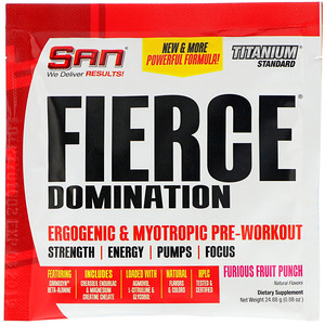 Отзывы о Сан нутришэн, Fierce Domination, Ergogenic & Myotropic Pre-Workout, Furious Fruit Punch, 0.88 oz (24.88 g)