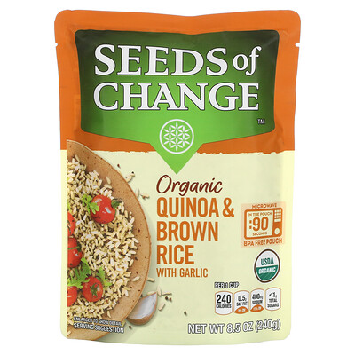 Seeds of Change Органический, киноа и коричневый рис, с чесноком, 240 г (8,5 унции)