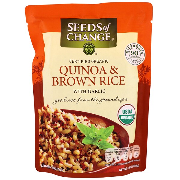 Seeds of Change, Organic, Quinoa & Brown Rice, With Garlic, 8.5 oz (240