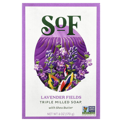 Product Image for SoF, Triple Milled Bar Soap with Shea Butter, Lavender Fields, 6 oz (170 g)
