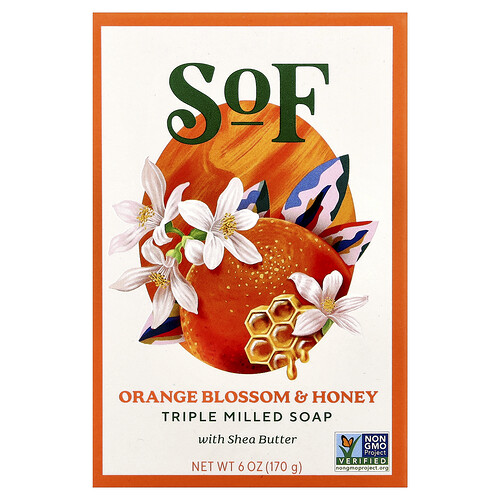 SoF, Triple Milled Bar Soap with Shea Butter, Orange Blossom & Honey, 6 oz (170 g)