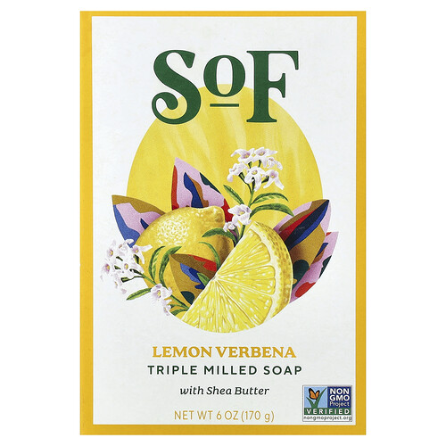 Sof Triple Milled Bar Soap with Shea Butter, Lemon Verbena, 6 oz (170 g)