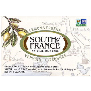 South of France, лимон и вербена, мыло с органическим маслом ши, изготовленное по французскому рецепту, 170 г (6 унций)