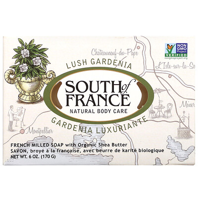 Купить South of France цветущая гардения, мыло с органическим маслом ши, изготовленное по французскому рецепту, 170 г (6 унций)