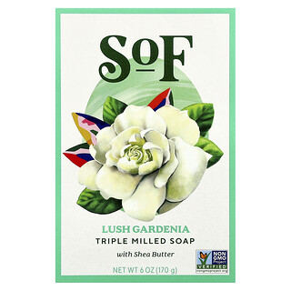 SoF, 三效乳木果油块皂，栀子花香，6 盎司（170 克）