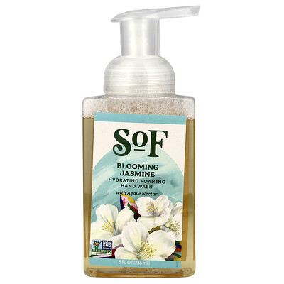 SoF, Jabón líquido hidratante y espumante para las manos con néctar de agave, Jazmín en flor, 236 ml (8 oz. líq.)