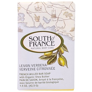 South of France, Lemon Verbena,французское пилированное мыло с вербеной лимонной и органическим маслом ши, 1,5 унции (42,5 г)