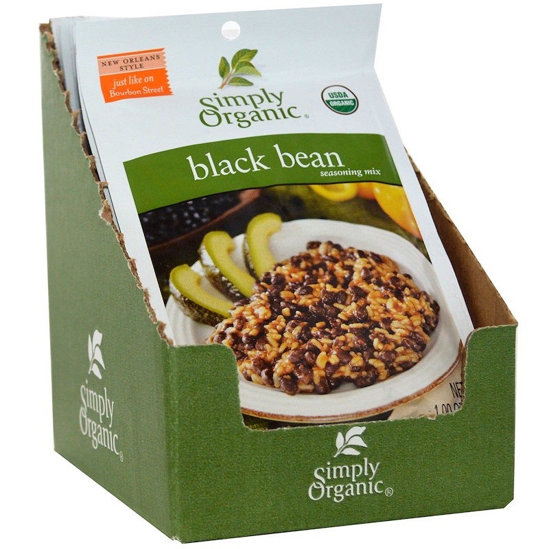 Simply Organic, Black Bean Seasoning Mix, 12 Packets, 1.00 oz (28 g