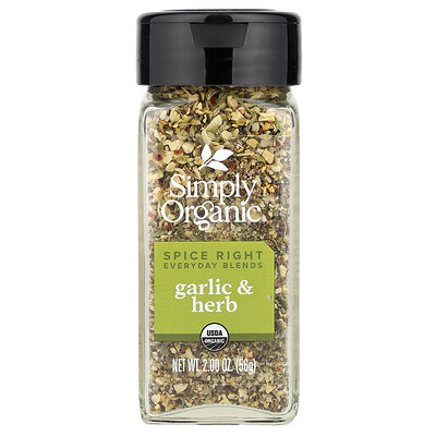 Simply Organic  Spice Right Everyday Blends  Garlic & Herb  2 oz (56 g)