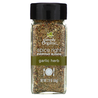 Simply Organic, Organic Spice Right Everyday Blends, Garlic Herb, 2.0 oz (56 g)