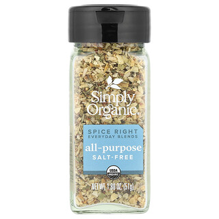 Simply Organic, Spice Right, Mezclas para todos los días, Multiusos sin sal, 51 g (1,80 oz)
