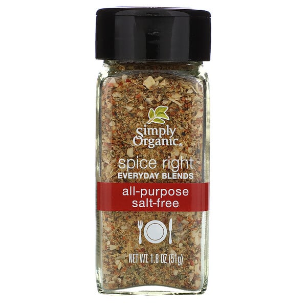 Simply Organic, Condimentos orgánicos para las mezclas correctas de todos los días, Multiuso sin sal, 1.8 oz (51 g)