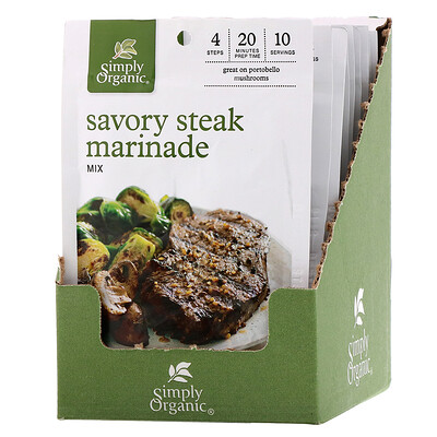 

Simply Organic Смесь специй для маринада «Пикантный стейк», 12 пакетиков, 20 г каждый