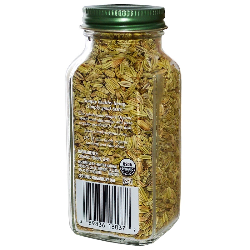 Simply Organic, Fennel Seeds, 1.90 oz (54 g)