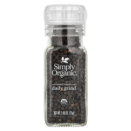 Simply Organic, Daily Grind, Pimienta negra en granos, 75 g (2,65 oz)