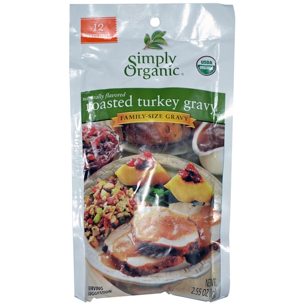 Simply Organic, Roasted Turkey Gravy Mix, Family-Size, 2.55 oz (72 g) (Discontinued Item) 