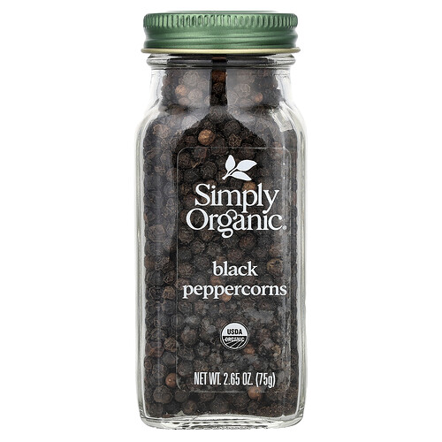 Simply Organic, Granos de pimienta negra, 2,65 oz (75 g)