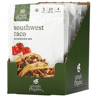 Simply Organic, Смесь приправ для тако Southwest, 12 пакетиков по 32 г (1,13 унции)