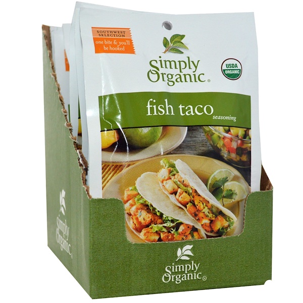 Simply Organic, Fish Taco Seasoning, 12 Packets, 1.13 oz (32 g) Each (Discontinued Item) 