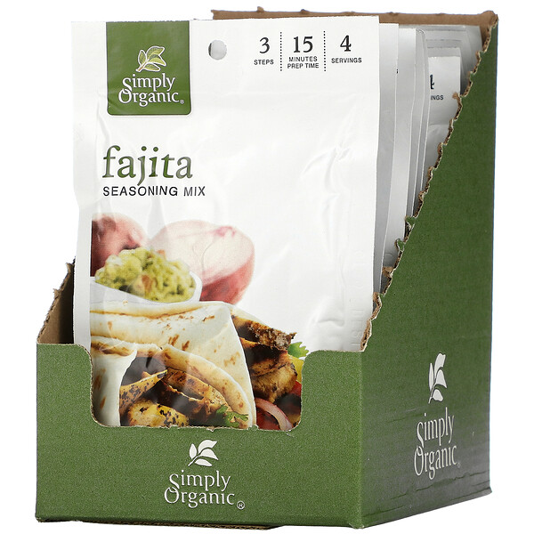 Simply Organic Fajita Seasoning Mix 12 Packets 1 Oz 28 G Each Iherb