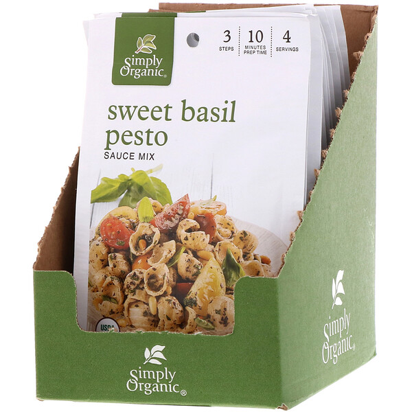 Simply Organic‏, خليط صلصة البيستو بالحبق الحلو، 12 عبوة، 0.53 أونصة (15 غ) لكل عبوة