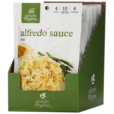 Simply Organic Набор специй для соуса Альфредо, 12 пакетиков, 42 г каждый